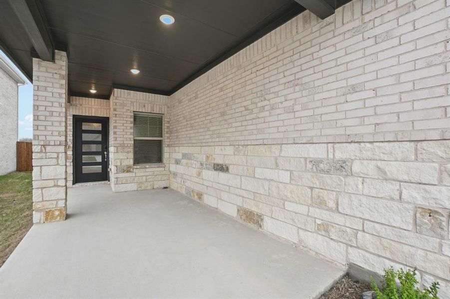 Exterior details and patio area of a home in Parks at Foster Crossing - Spring Series, Anna (Image 3).