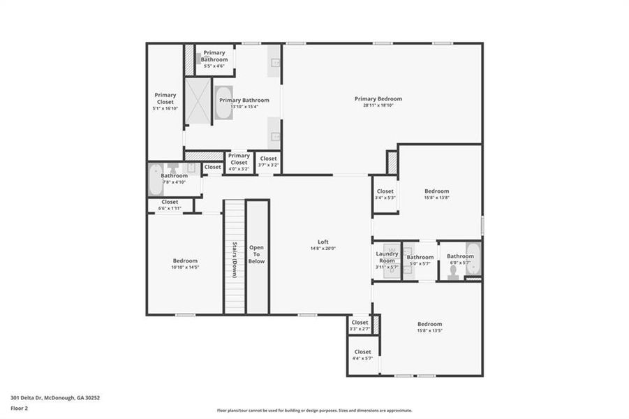 2D floor plan layout of this home in Trinity Park, McDonough, GA (Image 35).