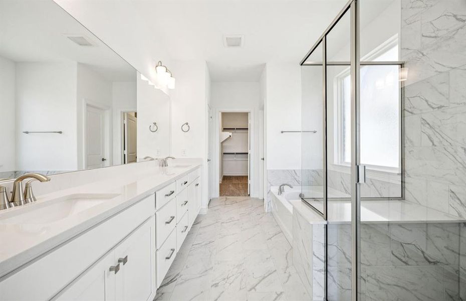 Modern owner's bathroom with spacious shower
