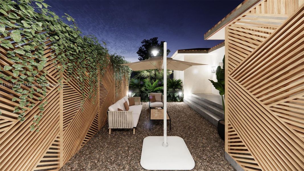 Exterior details and patio area of a home in , Miami Shores (Image 17). Exterior details and patio area of a home in , Miami Shores (Image 17).