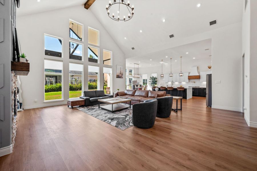 High ceilings bring so much beauty to the space.