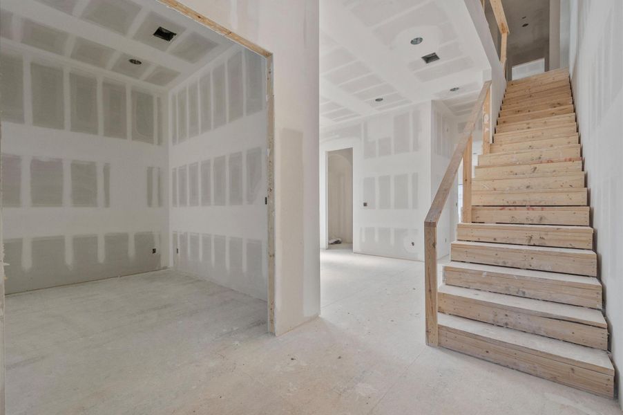 Study will be finished with Coventry Gray paint by Benjamin Moore and a white Visual Comfort chandelier.