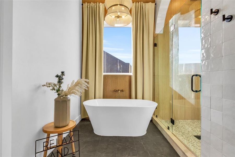 Primary bathroom with soaking tub