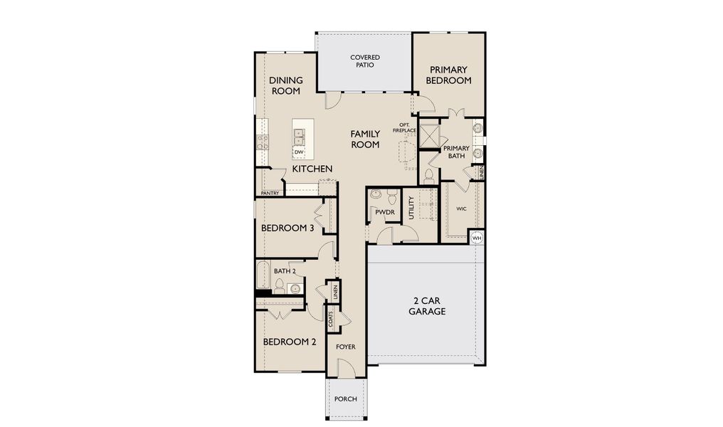 2D floor plan layout for the Bridgeport by Ashton Woods in Wildflower Ranch, Justin, TX (Image 5).