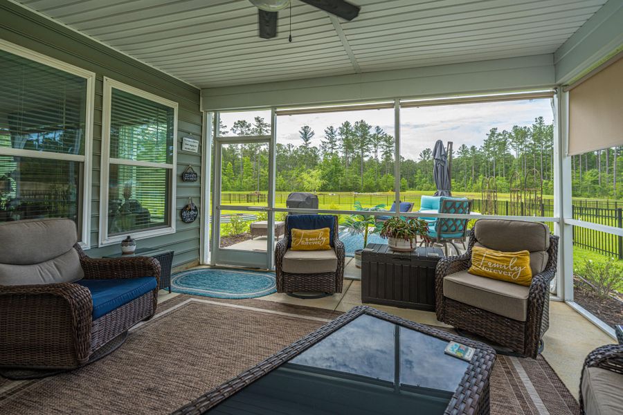 Exterior details and patio area of a home in The Enclave at French Quarter Creek, Huger (Image 30). Exterior details and patio area of a home in The Enclave at French Quarter Creek, Huger (Image 30).