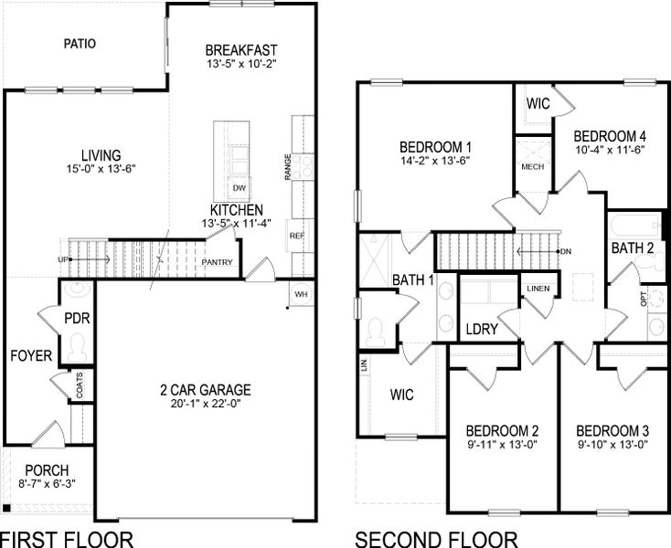 2D floor plan layout of this home in Johnson Farms, Greeneville, TN (Image 2).