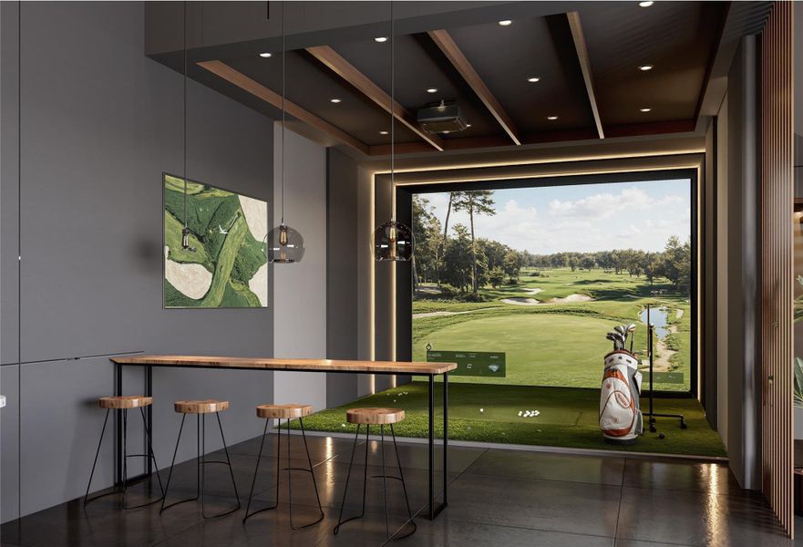 *Conceptual renderings of the clubhouse's golf simulator