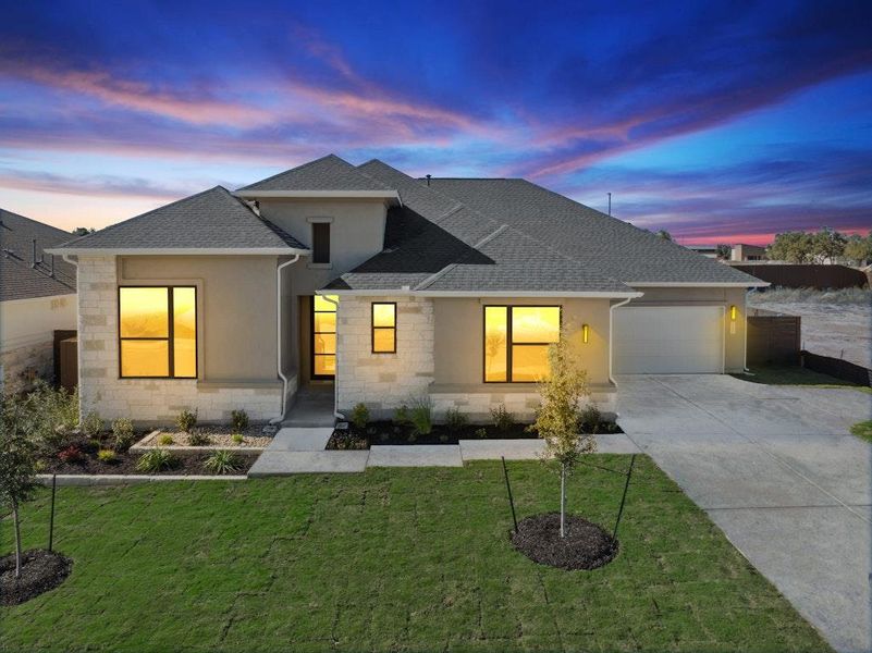 Front exterior of a new home in Riverstone, Georgetown, TX, highlighting curb appeal (Image 22). Front exterior of a new home in Riverstone, Georgetown, TX, highlighting curb appeal (Image 22).