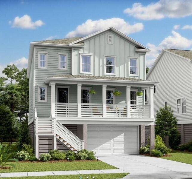 Front exterior of a new home in Liberty Hill Farm, Mount Pleasant, SC, highlighting curb appeal (Image 15). Front exterior of a new home in Liberty Hill Farm, Mount Pleasant, SC, highlighting curb appeal (Image 15).