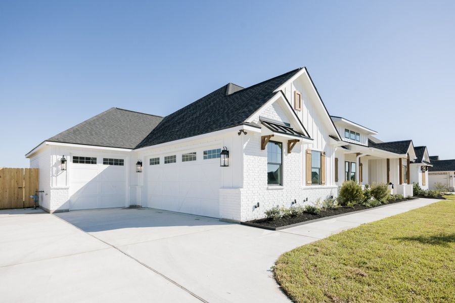 Representative exterior photo of a completed home built from the The Hadleigh by Reece Homes in Harvest Meadows, Bryan, TX (Image 5).