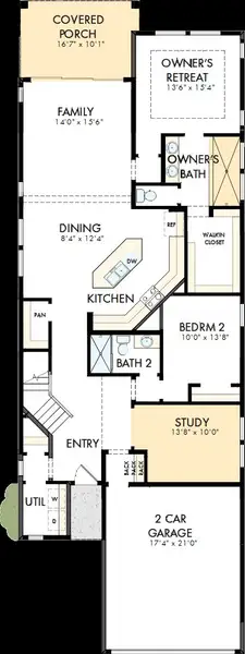 2D floor plan layout of this home in The Highlands - Grove Collection, Porter, TX (Image 5).