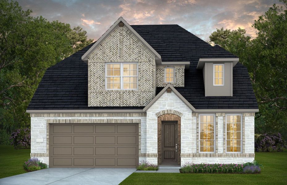 Representative exterior photo of a completed home built from the Iredell by Pulte Homes in Blue Creek Trails, Richmond, TX (Image 1). Representative exterior photo of a completed home built from the Iredell by Pulte Homes in Blue Creek Trails, Richmond, TX (Image 1).
