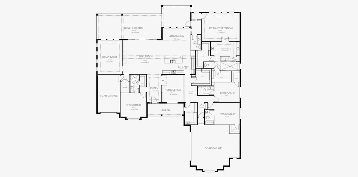 2D floor plan layout for the 3702F by Perry Homes in Star Farms At Lakewood Ranch 90', Lakewood Ranch, FL (Image 3).