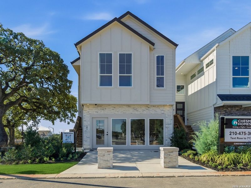 Front exterior of a new home in Rose Hill, San Antonio, TX, highlighting curb appeal (Image 20).