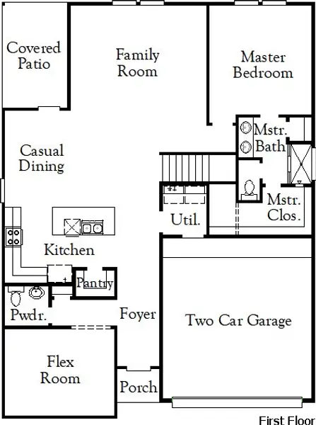 2D floor plan layout for the Howard - Single Family Homes by Dream Finders Homes in Briarwood, Elgin, TX (Image 5).