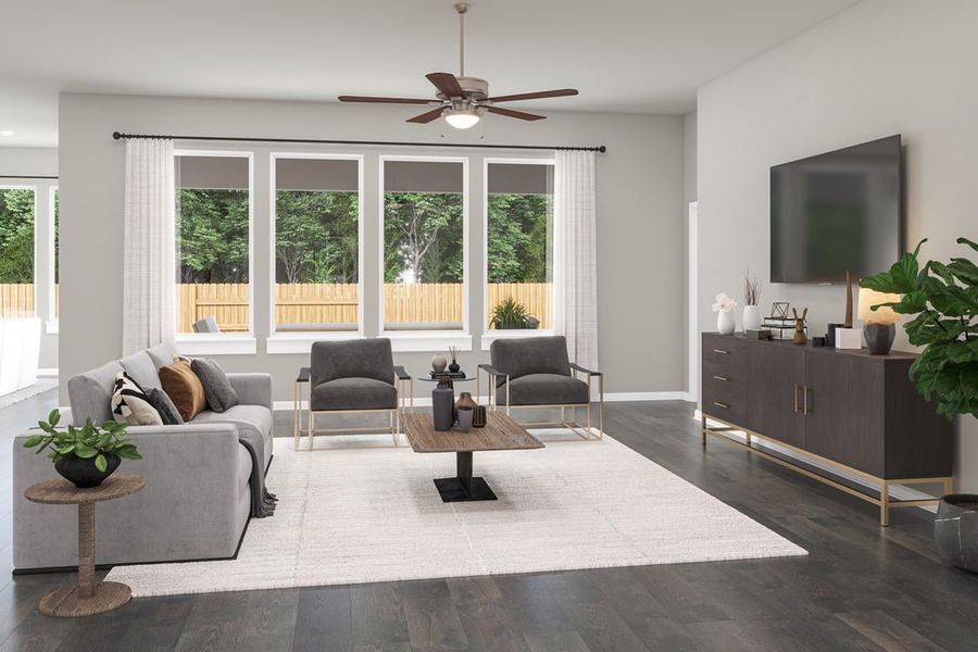 Furnished interior view inside a new home in Capitol Collection at Lariat, Liberty Hill (Image 11). Furnished interior view inside a new home in Capitol Collection at Lariat, Liberty Hill (Image 11).