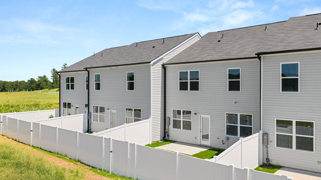Exterior details and patio area of a home in Rushing Waters Townhomes, North Augusta (Image 4). Exterior details and patio area of a home in Rushing Waters Townhomes, North Augusta (Image 4).
