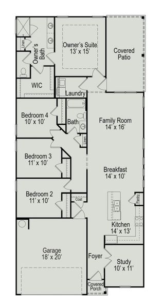 2D floor plan layout of this home in Creekhaven, Iowa Colony, TX (Image 3).