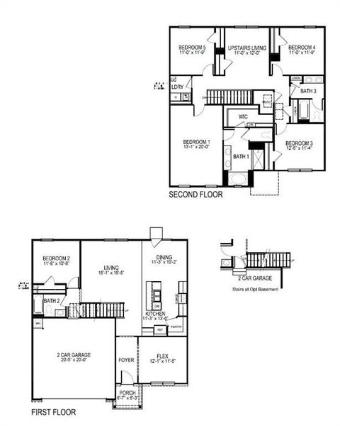 2D floor plan layout of this home in Oconee Overlook, Gainesville, GA (Image 2).