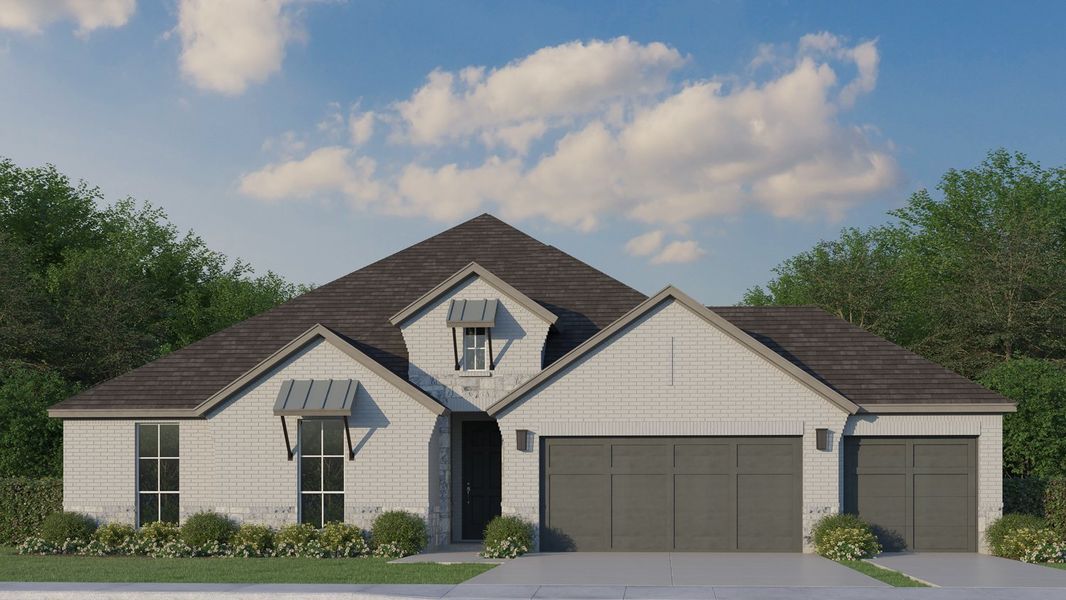 Plan 1681 Elevation C with Stone & 3rd Car Garage Plan 1681 Elevation C with Stone & 3rd Car Garage
