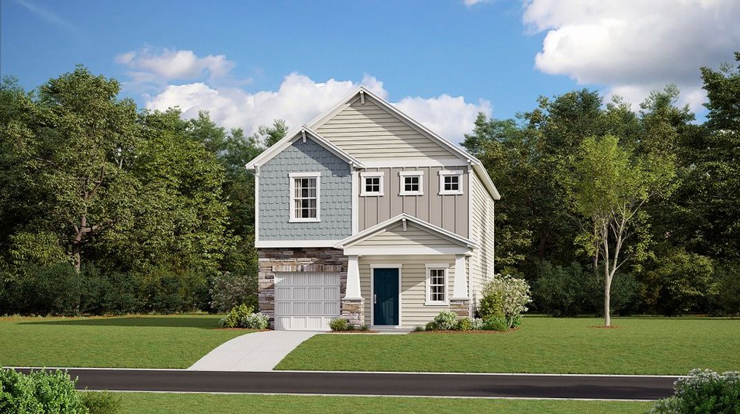 Front exterior of a new home in Taylor Hill, Gilbert, SC, highlighting curb appeal (Image 1). Front exterior of a new home in Taylor Hill, Gilbert, SC, highlighting curb appeal (Image 1).