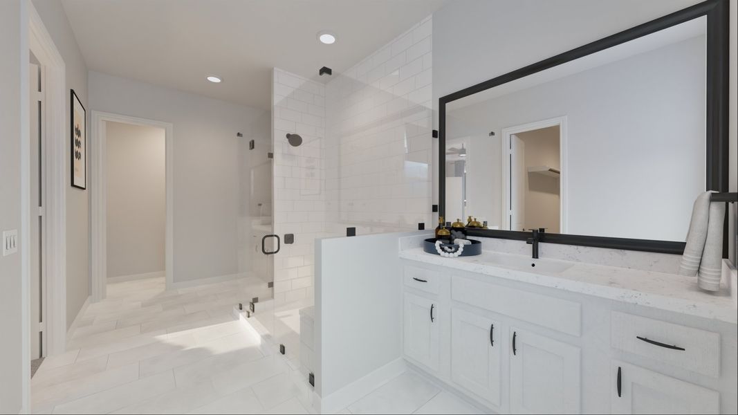 Furnished interior view inside a new home in 6 Creeks, Kyle (Image 9).