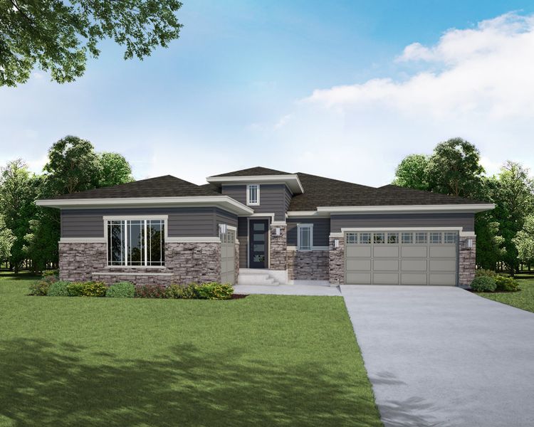 Plan C652 Elevation C w/ Stone
