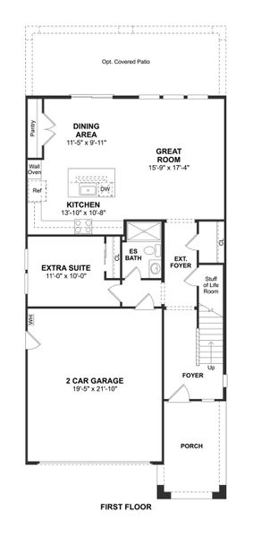 2D floor plan layout for the Prairie Willow by K. Hovnanian® Homes in Sheffield Place, Gilbert, AZ (Image 3).