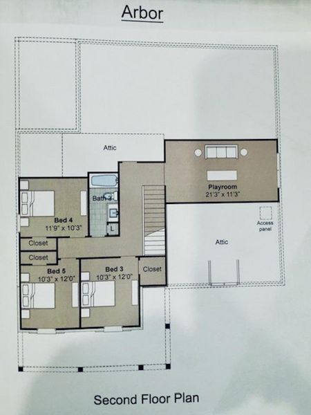 2D floor plan layout of this home in White Oak, Arlington, TN (Image 3).