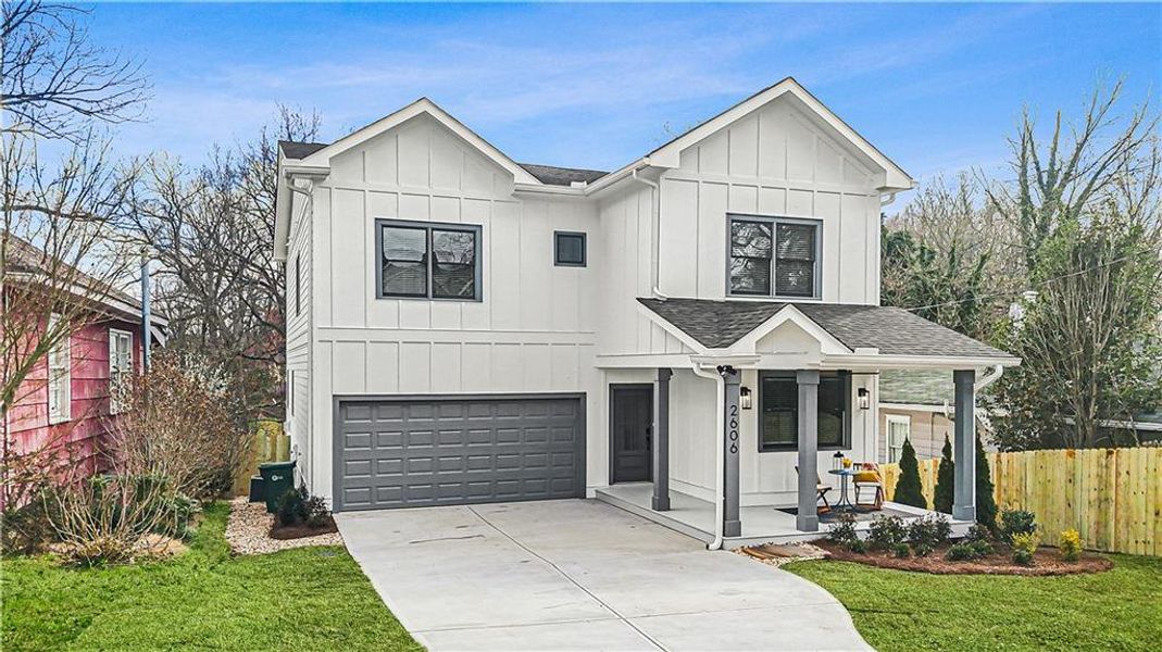 Front exterior of a new home in , Atlanta, GA, highlighting curb appeal (Image 1). Front exterior of a new home in , Atlanta, GA, highlighting curb appeal (Image 1).