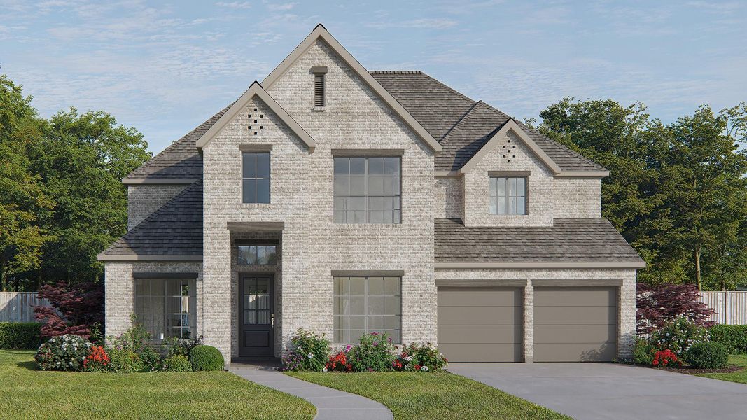 Front exterior of a new home in Riceland, Mont Belvieu, TX, highlighting curb appeal (Image 1). Front exterior of a new home in Riceland, Mont Belvieu, TX, highlighting curb appeal (Image 1).