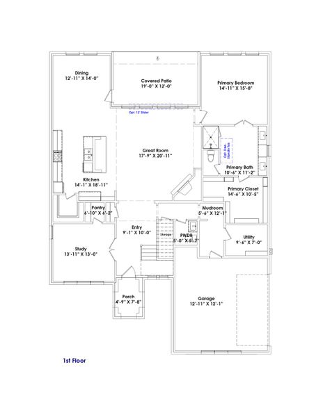 2D floor plan layout for the Eleanor by Graham Hart Home Builder in Sweetgrass, Haslet, TX (Image 3).