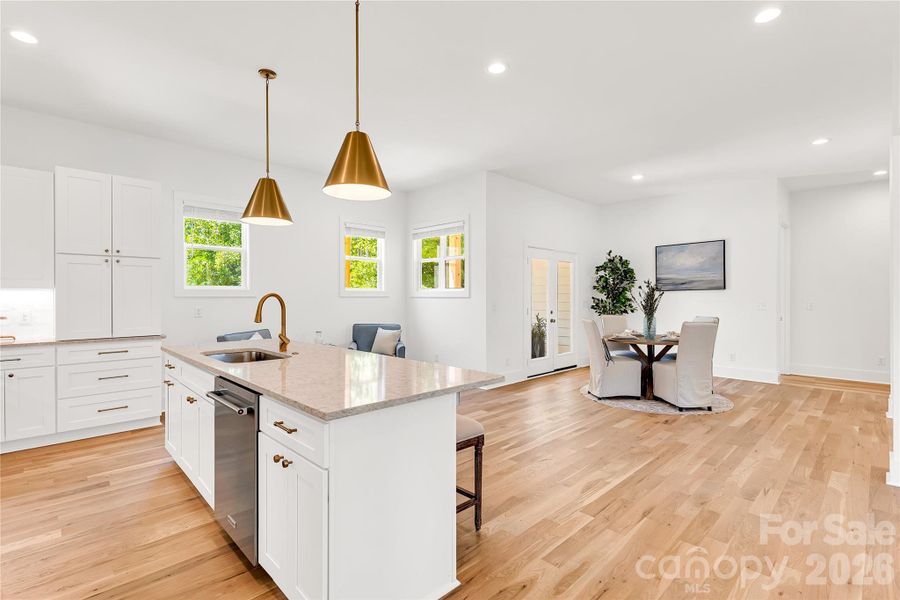 Open floor plan with dining area