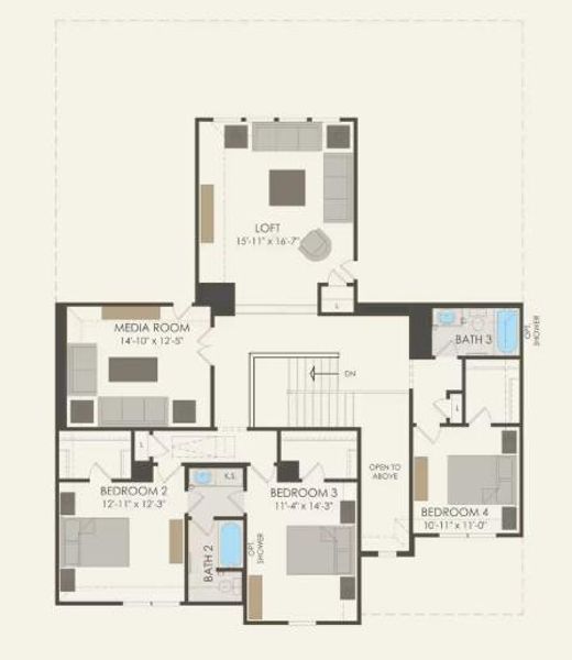 Pulte Homes, Oak Grove/B floor plan second level Pulte Homes, Oak Grove/B floor plan second level