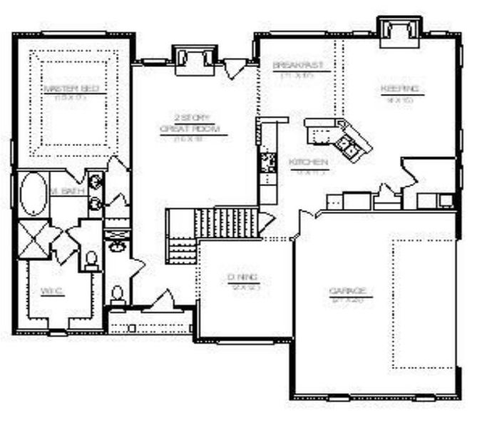 2D floor plan layout for the The Miller by Sentinel Builders, Inc. in Hannah’s Grove, Halls, TN (Image 2).