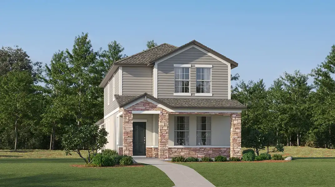 Front exterior of a new home in New Port Corners, New Port Richey, FL, highlighting curb appeal (Image 1). Front exterior of a new home in New Port Corners, New Port Richey, FL, highlighting curb appeal (Image 1).