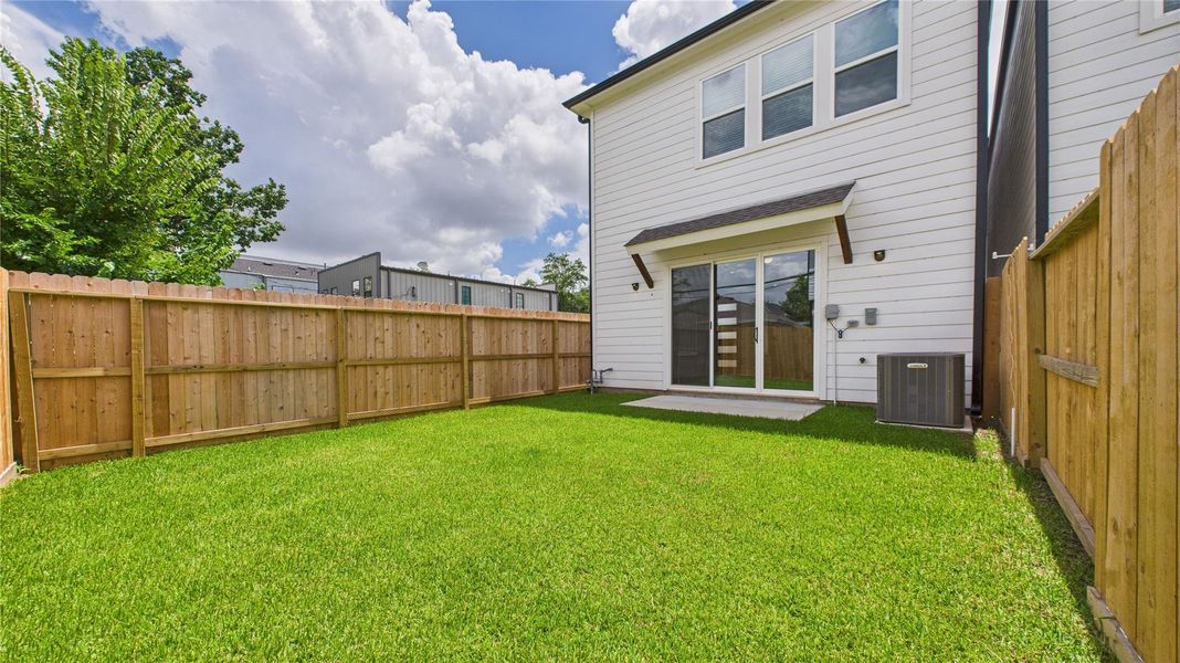 Exterior details and patio area of a home in Skyline Homes at Lozier, Houston (Image 4).