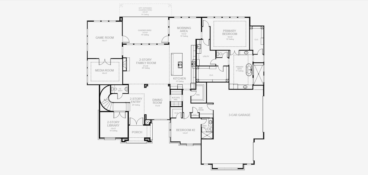 2D floor plan layout for the 4354A by Perry Homes in Johnson Ranch Half Acre, Bulverde, TX (Image 4). 2D floor plan layout for the 4354A by Perry Homes in Johnson Ranch Half Acre, Bulverde, TX (Image 4).
