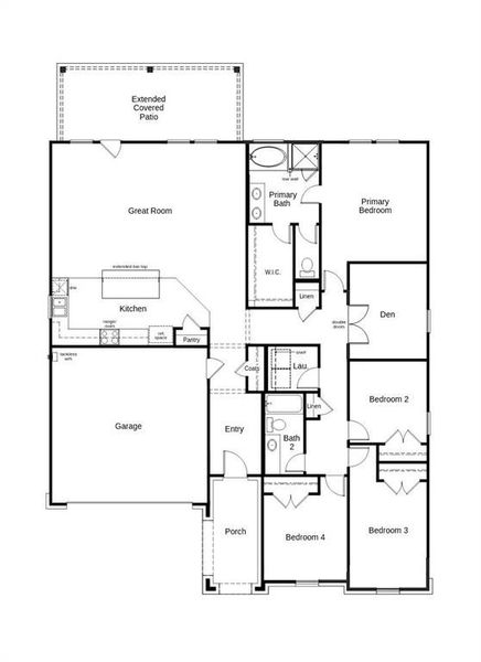 2D floor plan layout of this home in Sierra Vista at Kelly Ranch, Aledo, TX (Image 3).