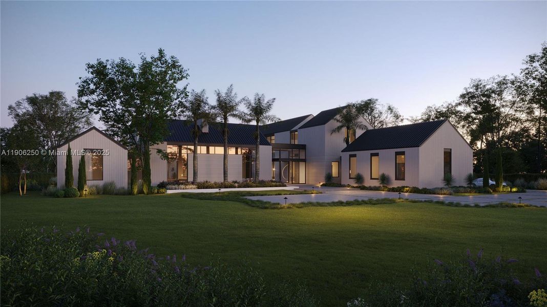 Front exterior of a new home in , Pinecrest, FL, highlighting curb appeal (Image 1).