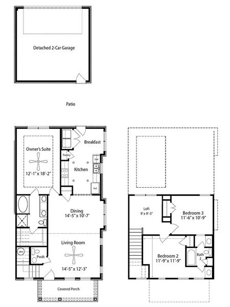 Sugarland Townhome, Detached 2-Car Garage Floor Plans
