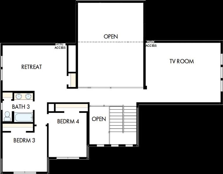 2D floor plan layout of this home in Northshore at Lakewood Village - Classic Series, Lakewood Village, TX (Image 3). 2D floor plan layout of this home in Northshore at Lakewood Village - Classic Series, Lakewood Village, TX (Image 3).