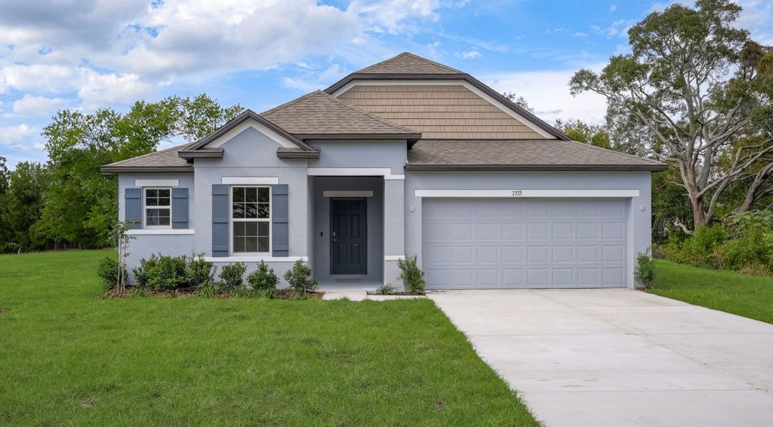 Front exterior of a new home in Bellview Pointe, Pensacola, FL, highlighting curb appeal (Image 2). Front exterior of a new home in Bellview Pointe, Pensacola, FL, highlighting curb appeal (Image 2).