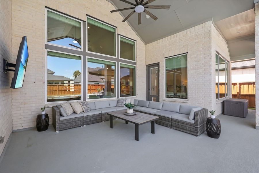 Exterior details and patio area of a home in Woodson’s Reserve, Spring (Image 4).