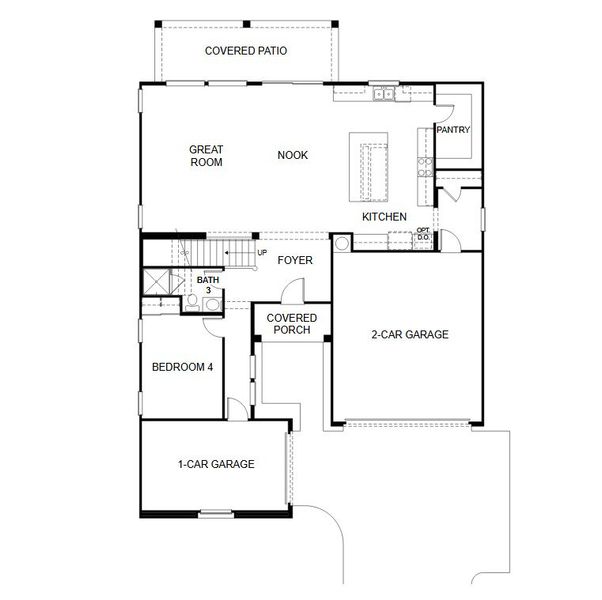 2D floor plan layout for the Residence Four by Porchlight Homes in Preserve At The Highline, Phoenix, AZ (Image 2). 2D floor plan layout for the Residence Four by Porchlight Homes in Preserve At The Highline, Phoenix, AZ (Image 2).
