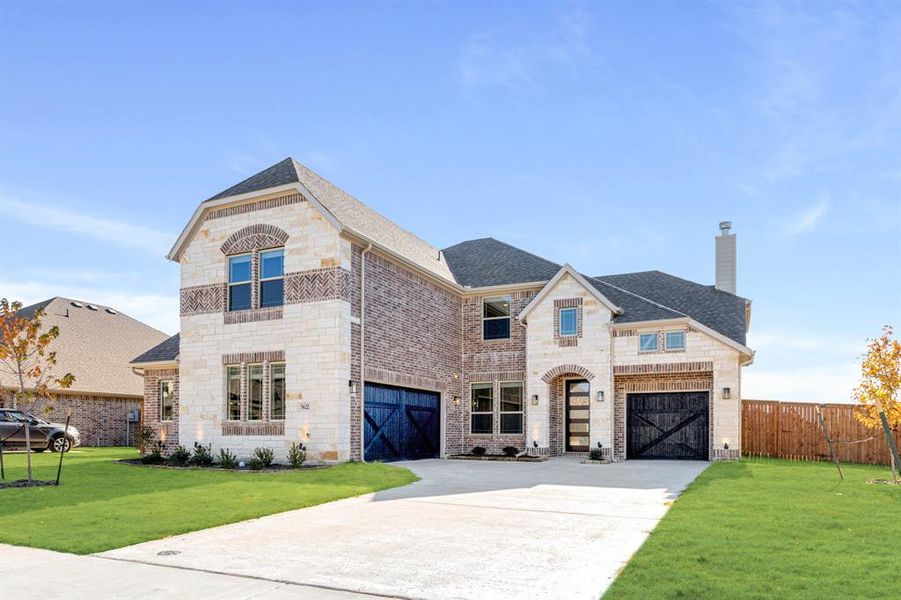 Front exterior of a new home in Hayes Crossing, Midlothian, TX, highlighting curb appeal (Image 2).