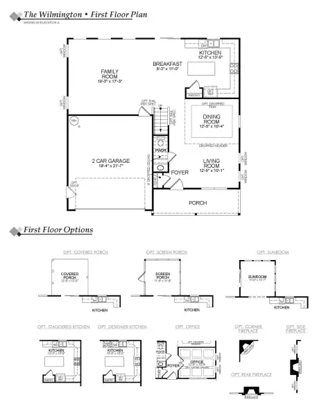 2D floor plan layout for the Wilmington by Eastwood Homes in The Grove at Bratton Park, York, SC (Image 3).