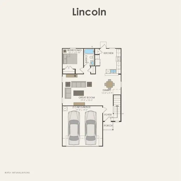 2D floor plan layout of this home in Decker Farms, Magnolia, TX (Image 5).