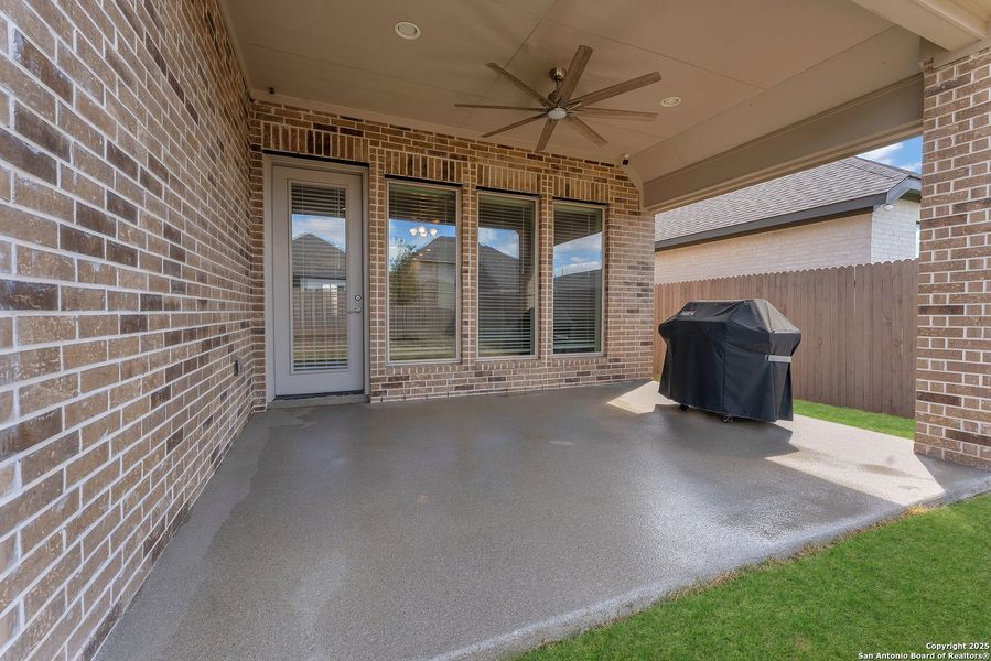 Exterior details and patio area of a home in Kallison Ranch 45', San Antonio (Image 24). Exterior details and patio area of a home in Kallison Ranch 45', San Antonio (Image 24).