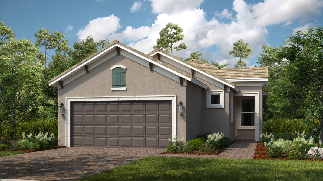 Representative exterior photo of a completed home built from the Allora by Taylor Morrison in Esplanade at Wellen Park, Englewood, FL (Image 13). Representative exterior photo of a completed home built from the Allora by Taylor Morrison in Esplanade at Wellen Park, Englewood, FL (Image 13).